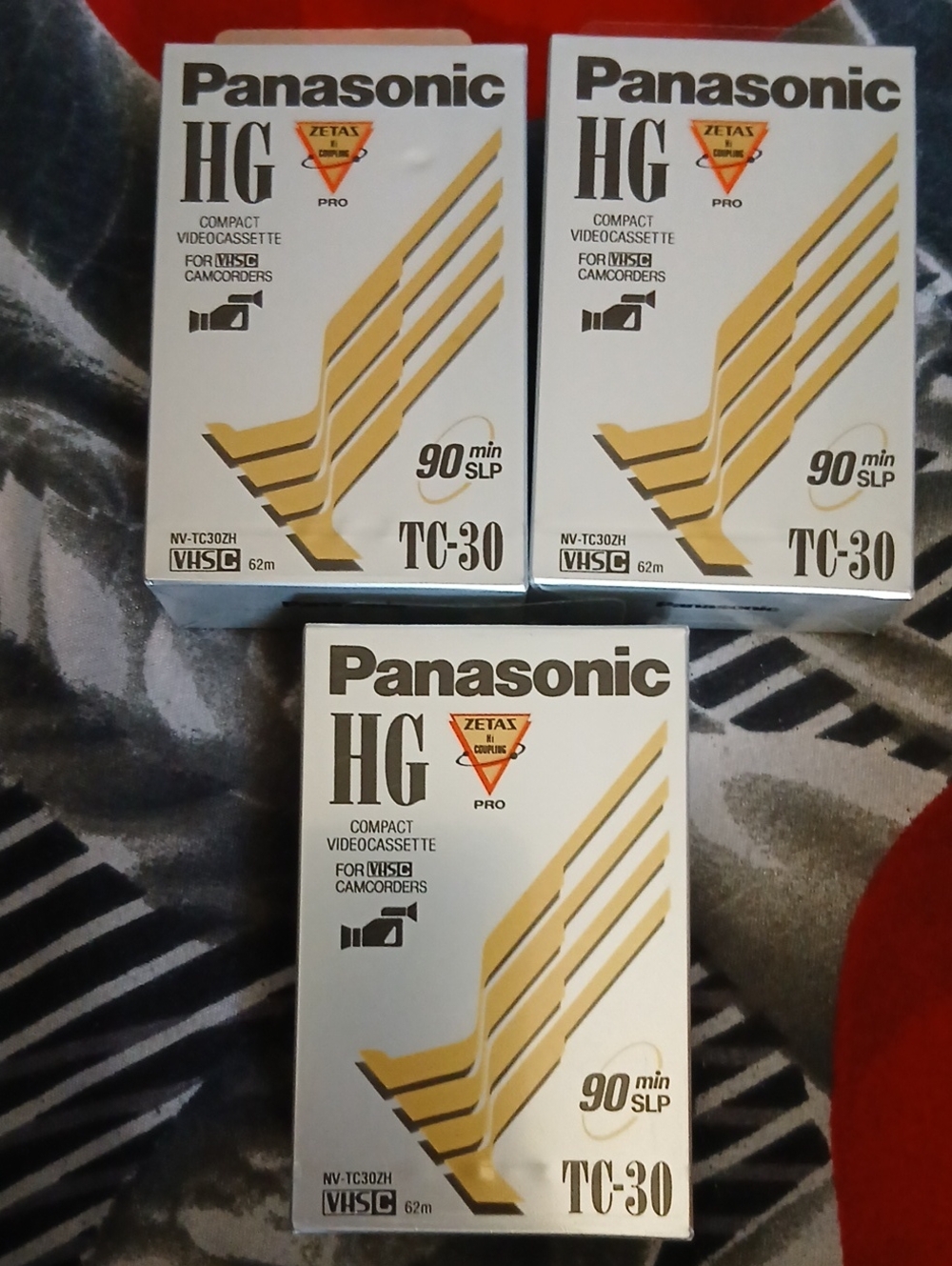 Panasonic TC-30 VHS-C Videocassettes in White and Gold (3-Pack)